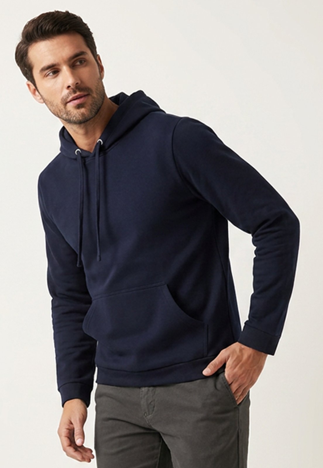 Casaco Moletom Masculino com Capuz Bolso Canguru Blusa de Frio Inverno Flanelado