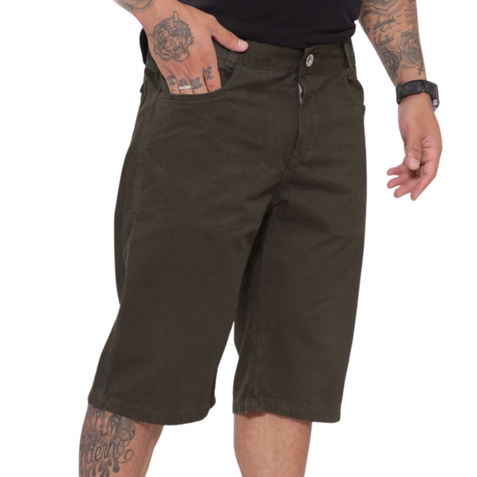 Bermuda Masculina Balão Skatista Verde Militar