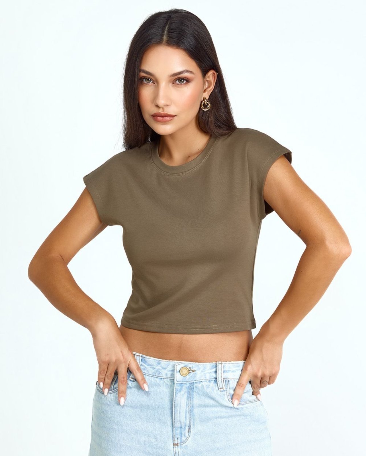 Blusa Cropped Feminina Premium 90303 Verde Consciência