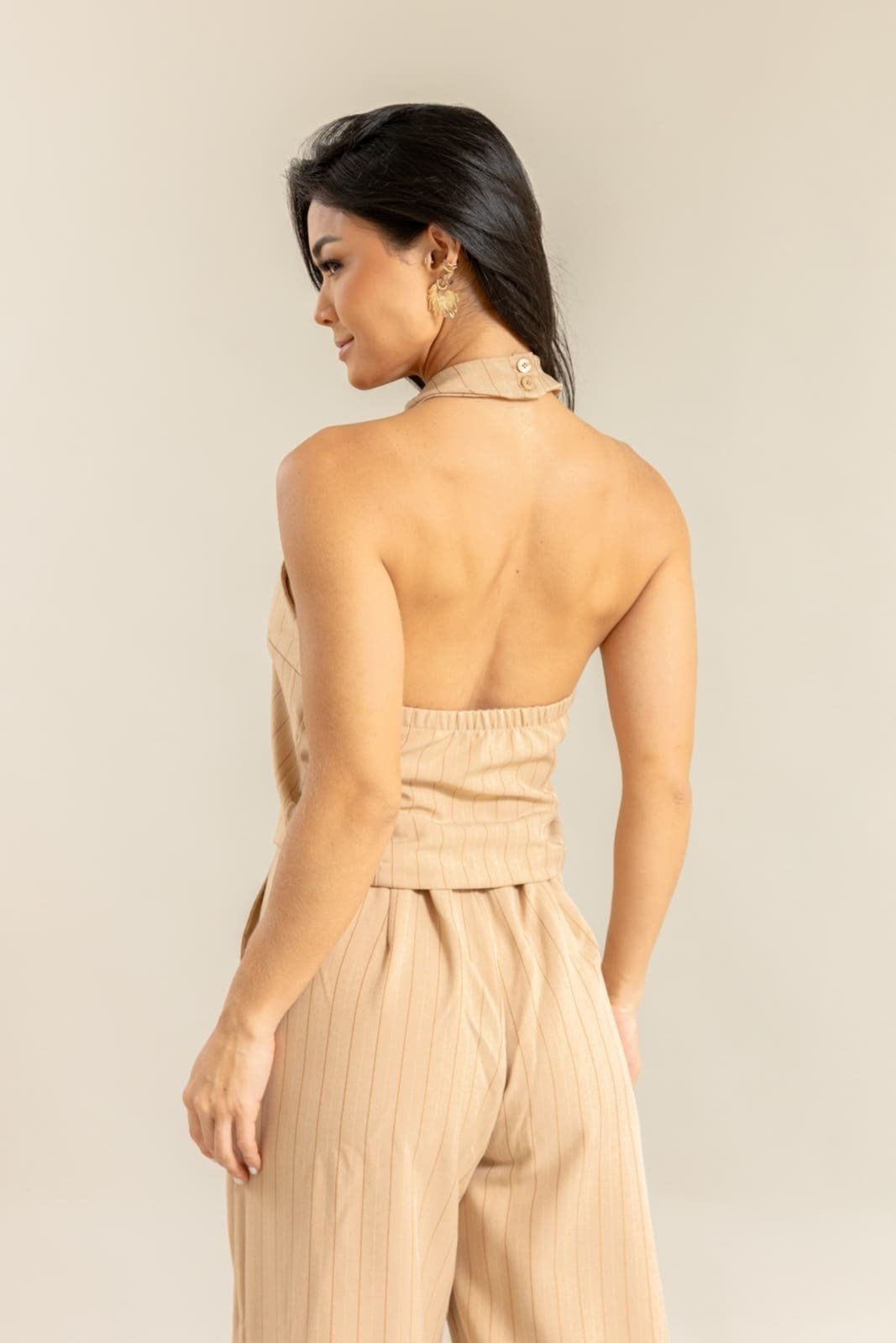 Vista 3 Blusa De Alça Feminina Com Transpasse e Botões Dialogo verde DIALOGO verde