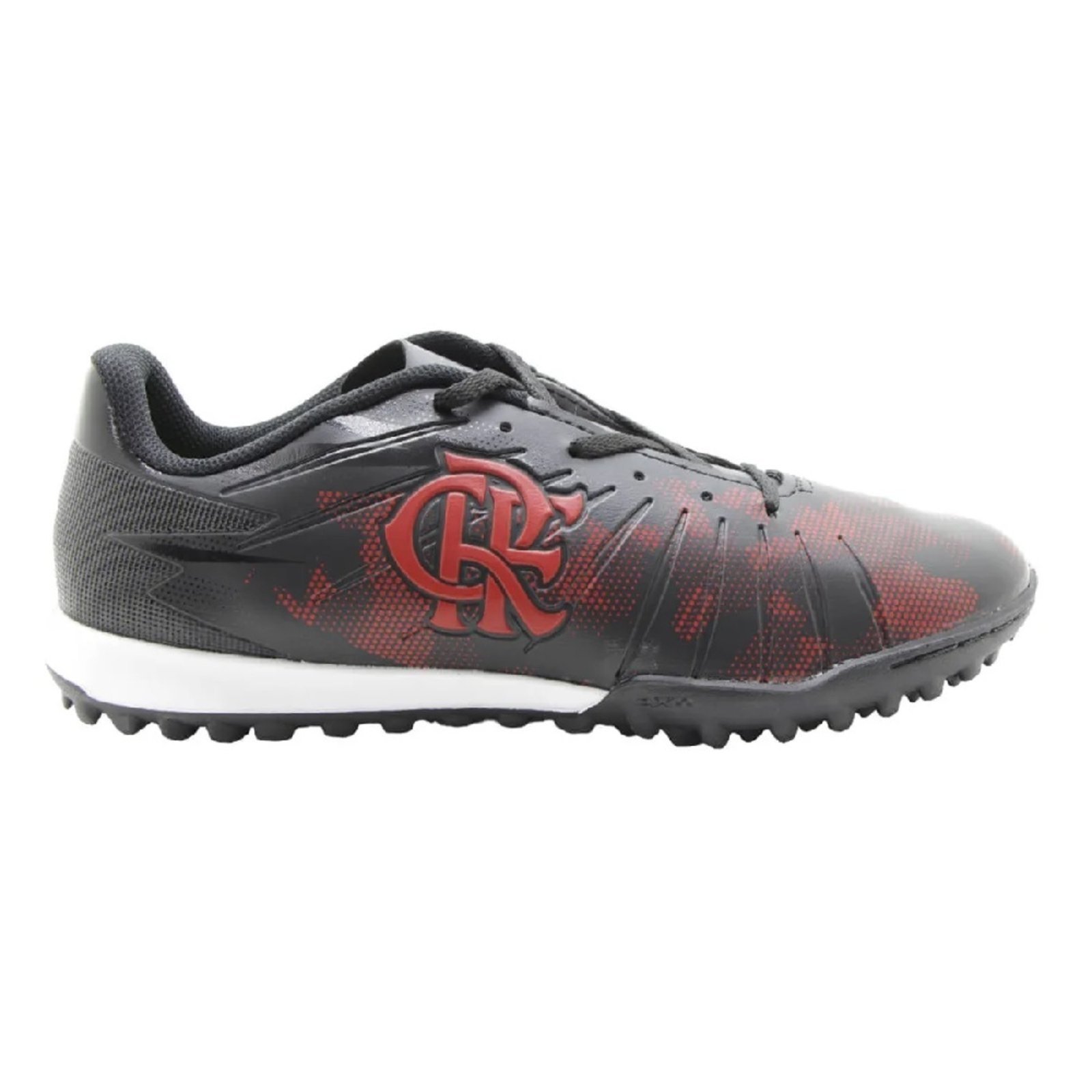 Chuteira Society OXN Flamengo Vision 3 Adulto - Preto/Preto/Vermelho