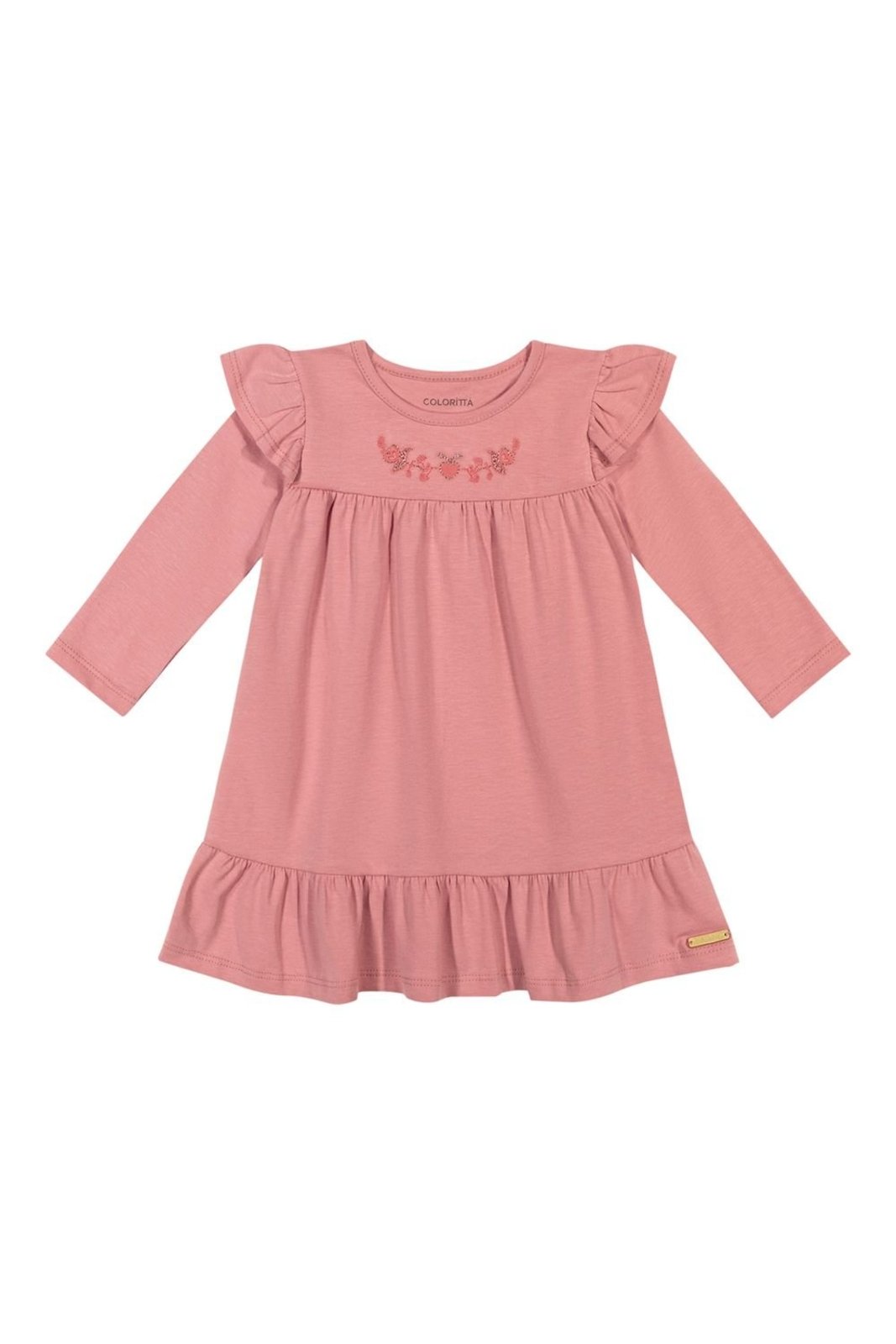 Infantil - Vestido Menina Bordado Floral Colorittá Rosa