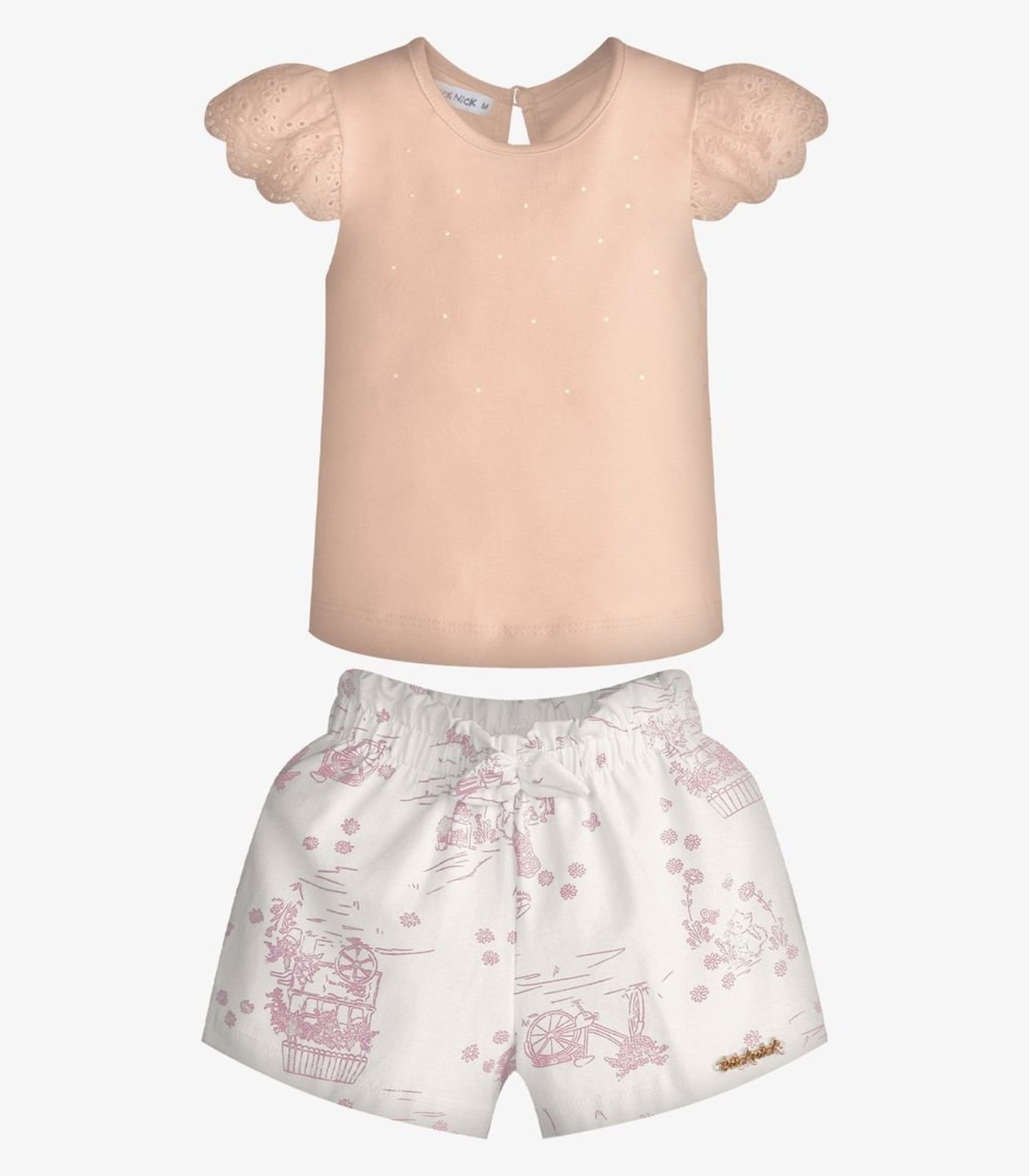Infantil - Conjunto Menina Blusa Com Shorts Trick Nick Rosa