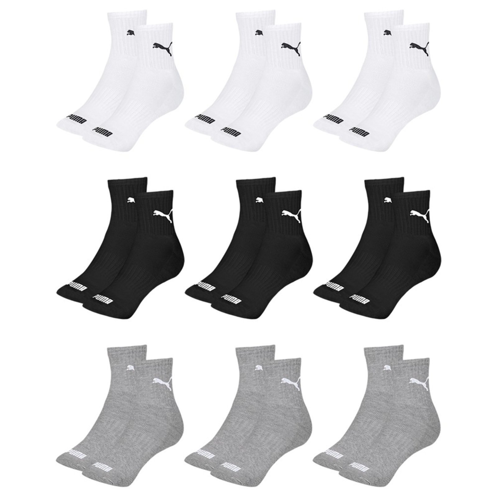 Kit 9 Pares de Meias Puma Cano Médio Esportiva Feminino