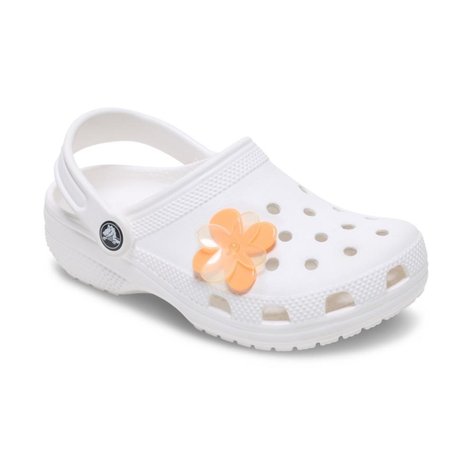 Vista 3 Infantil - Jibbitz™ Flor Laranja Florescendo Crocs branco
