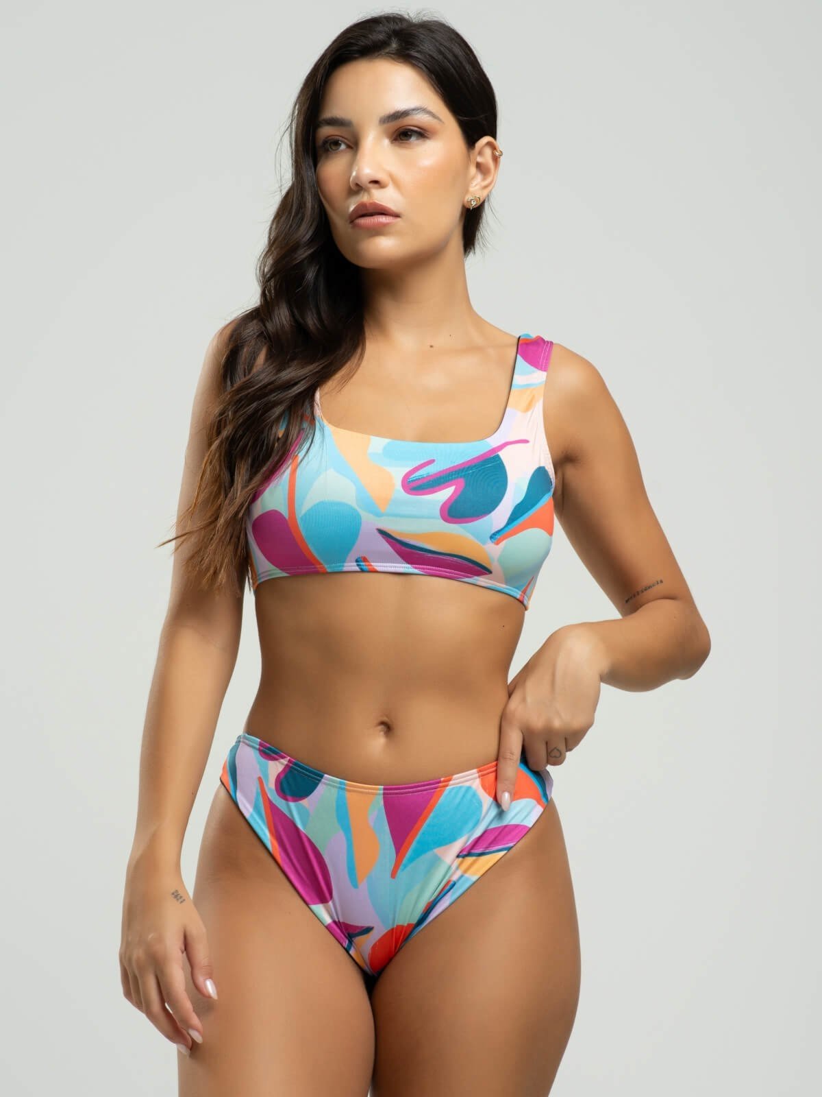 Biquini Regata Calcinha Comum Estampado Proteção Uv 50+ Vicbela Colorido