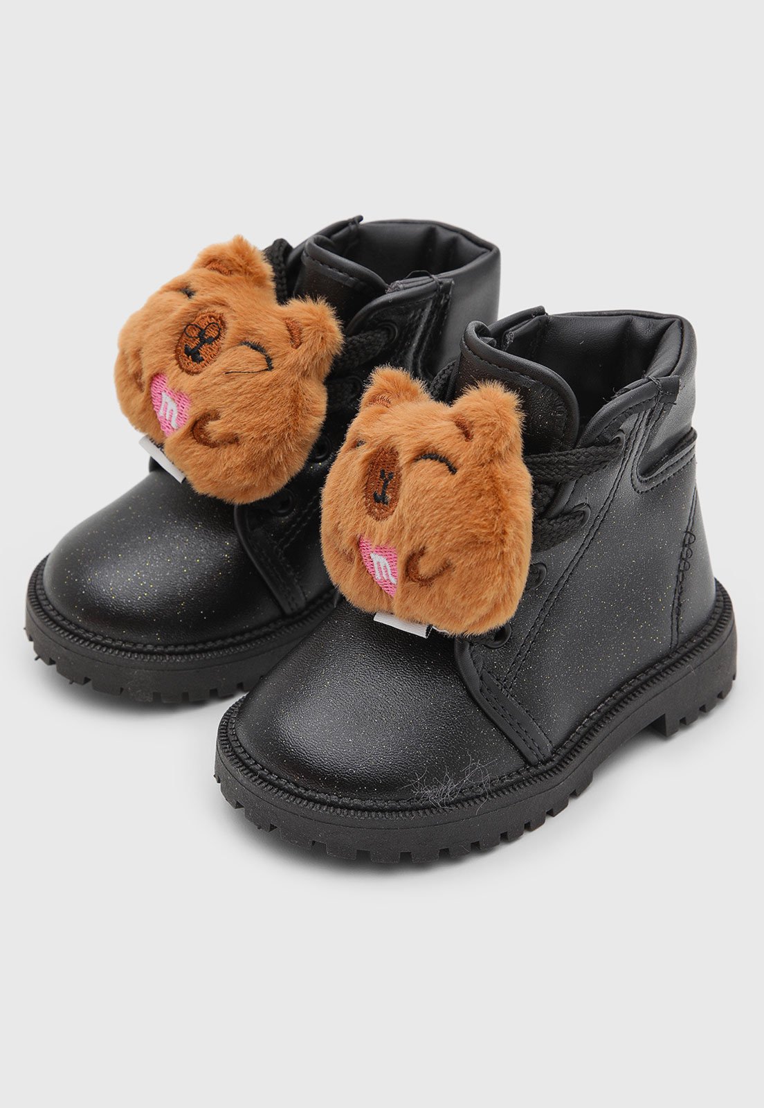 Infantil - Coturno Molekinha Detalhe Pelúcia Preto