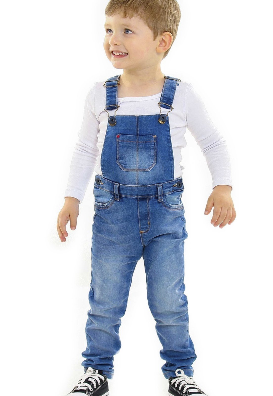 Infantil - Jardineira Jeans Masculina Longa