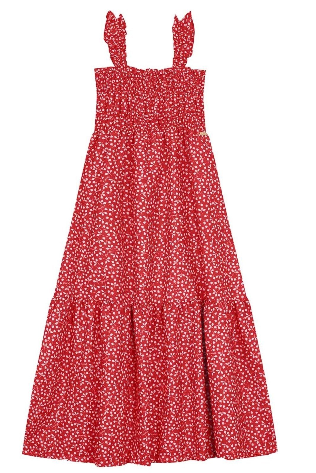 Infantil - Vestido longo menina de florzinhas Mundi Vermelho