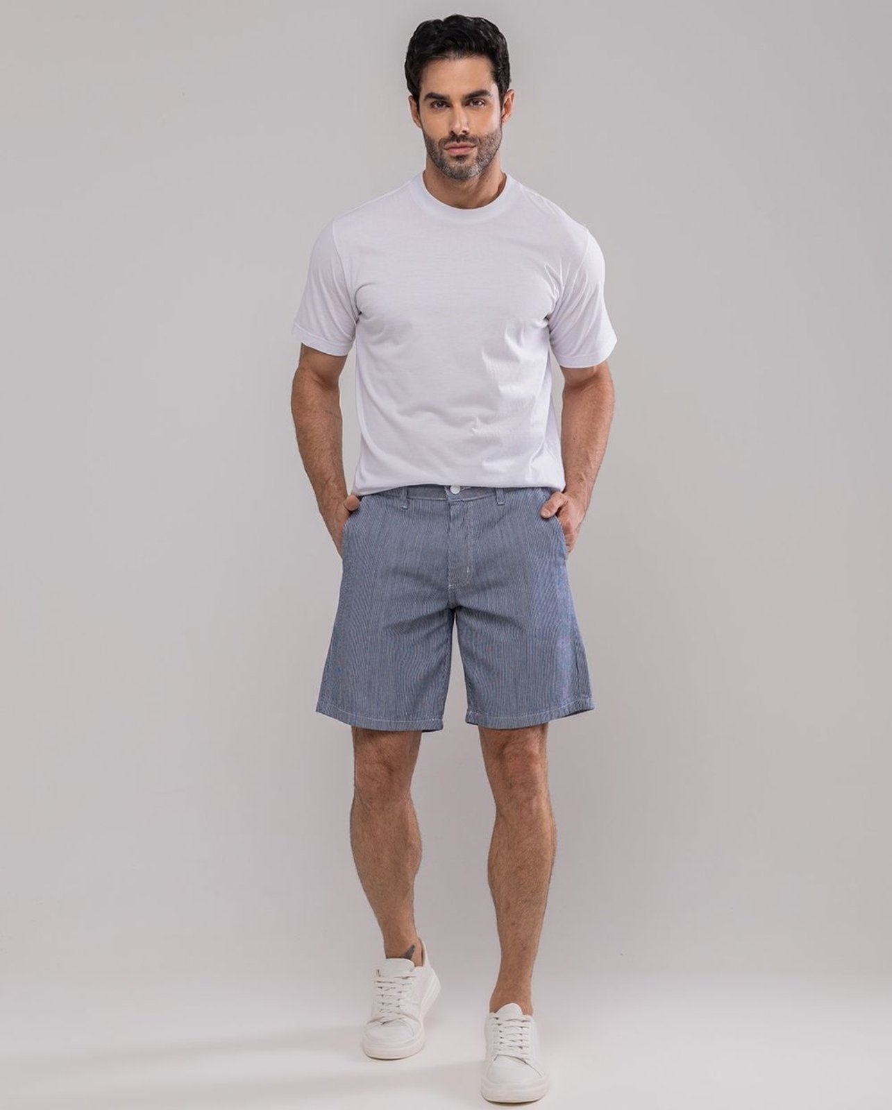 Bermuda Jeans Masculina Listrada Chino 11200 Listrado Consciência