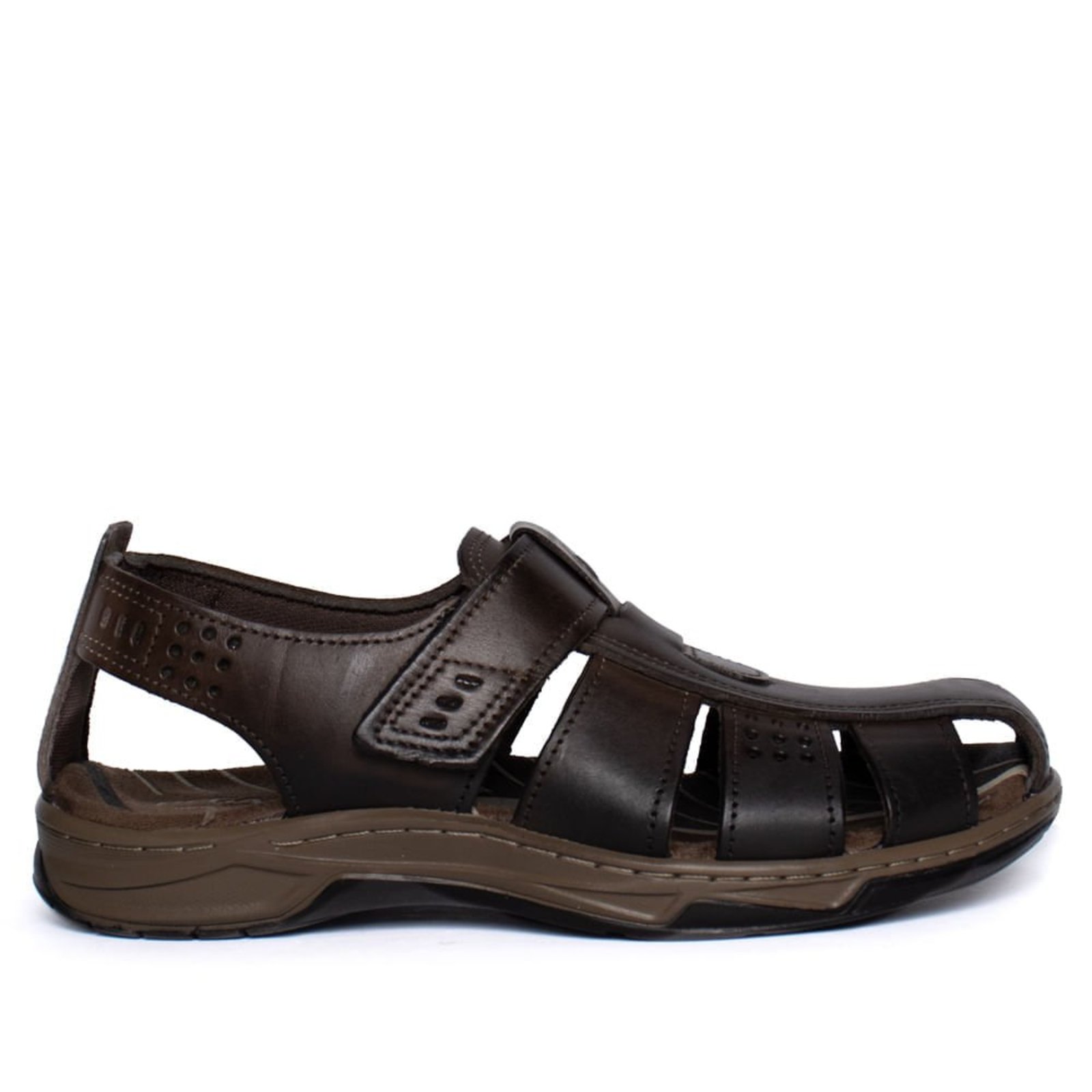 Infantil - Sandália Masculina Pegada Soft Walk Couro Marrom Escuro