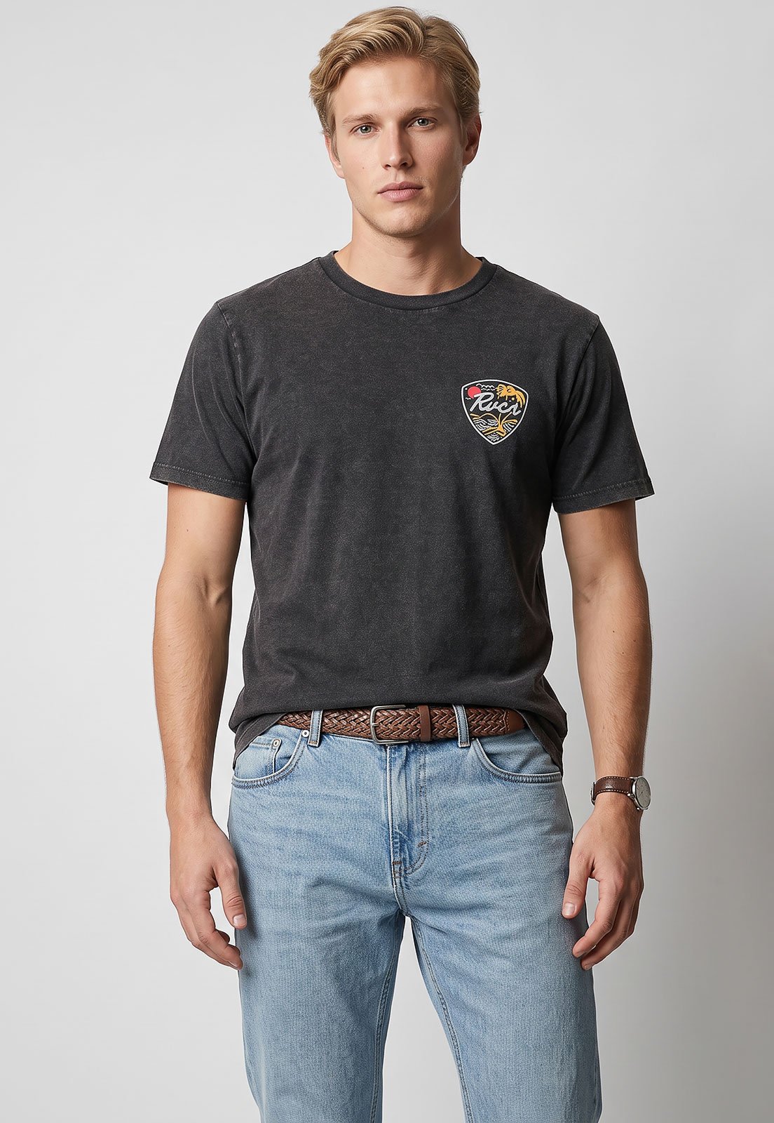 Camiseta Masculina RVCA Currents Grafite