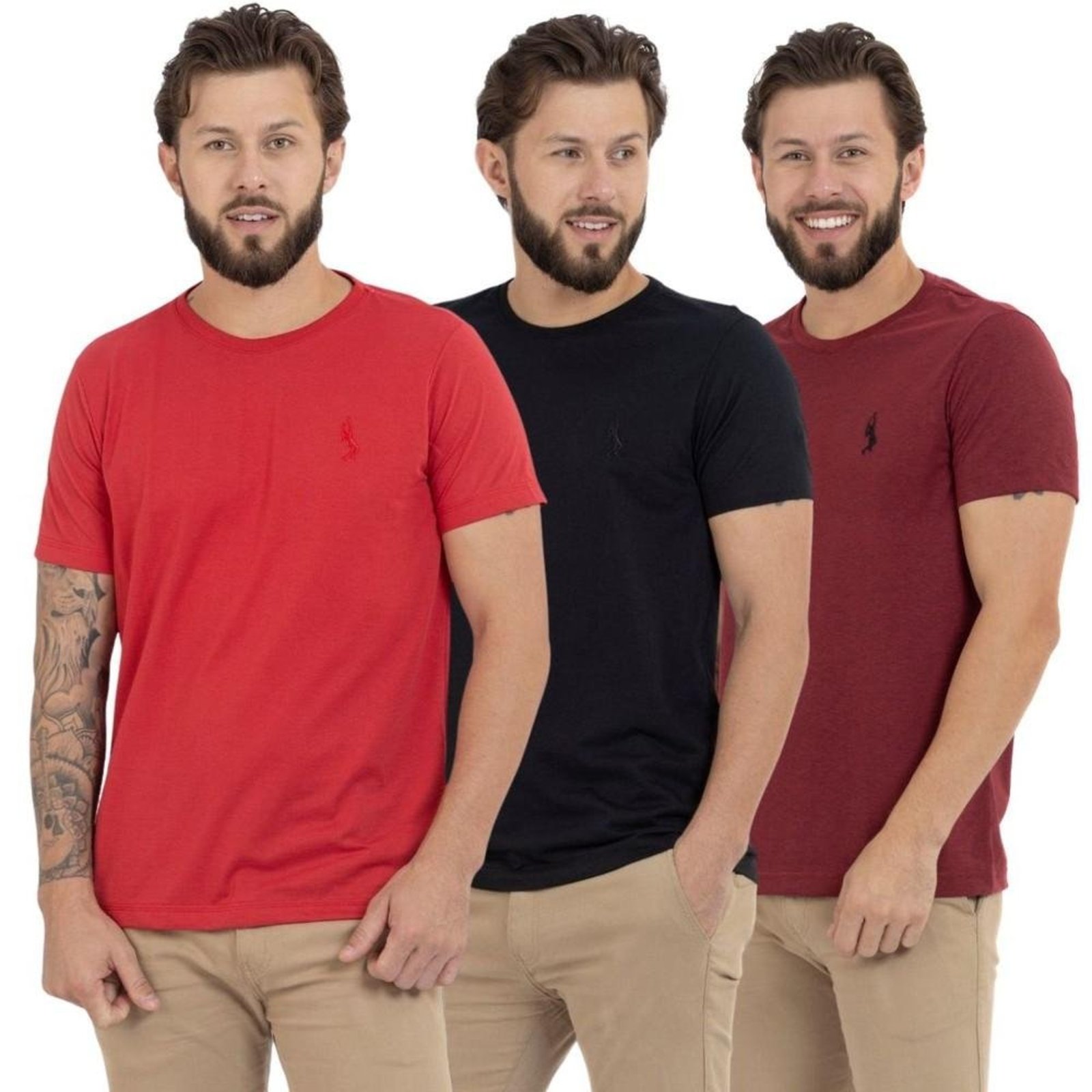 Kit 3 Camiseta Básica Casual Masculina Confortável em Malha Leve