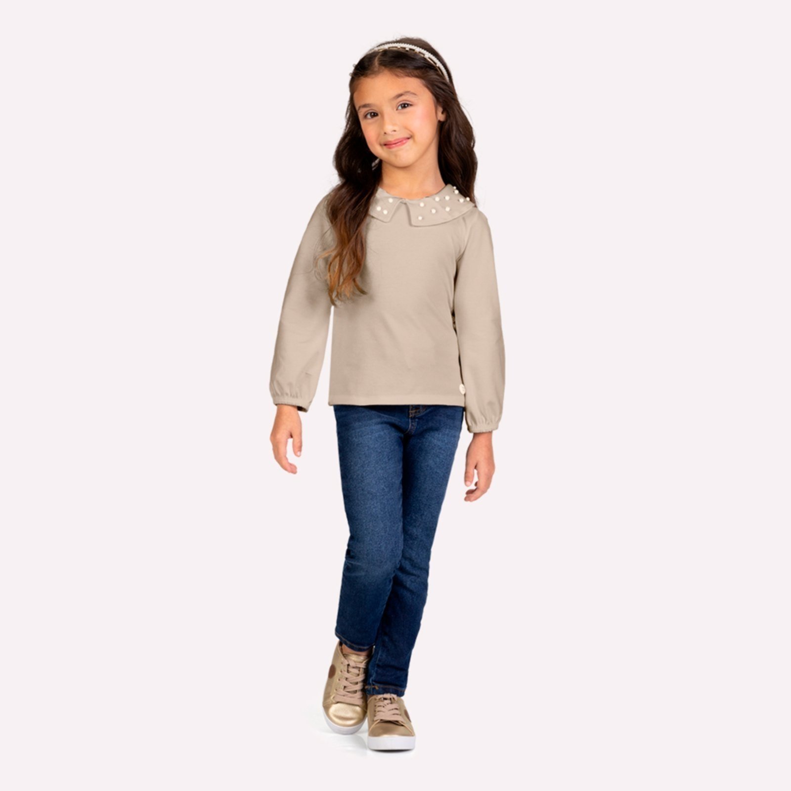Infantil - Blusa Menina Pérolas Milon