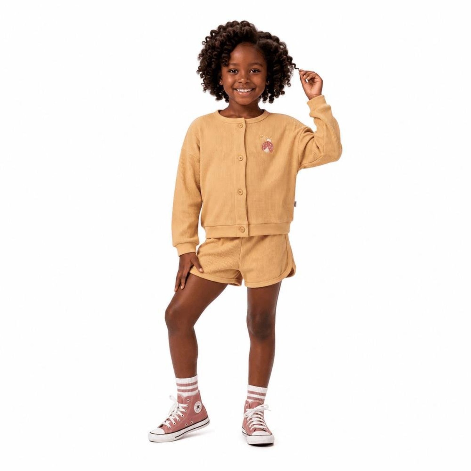 Infantil - Conjunto Menina Joaninhas Fofinhas Alphabeto Pacoca Bege