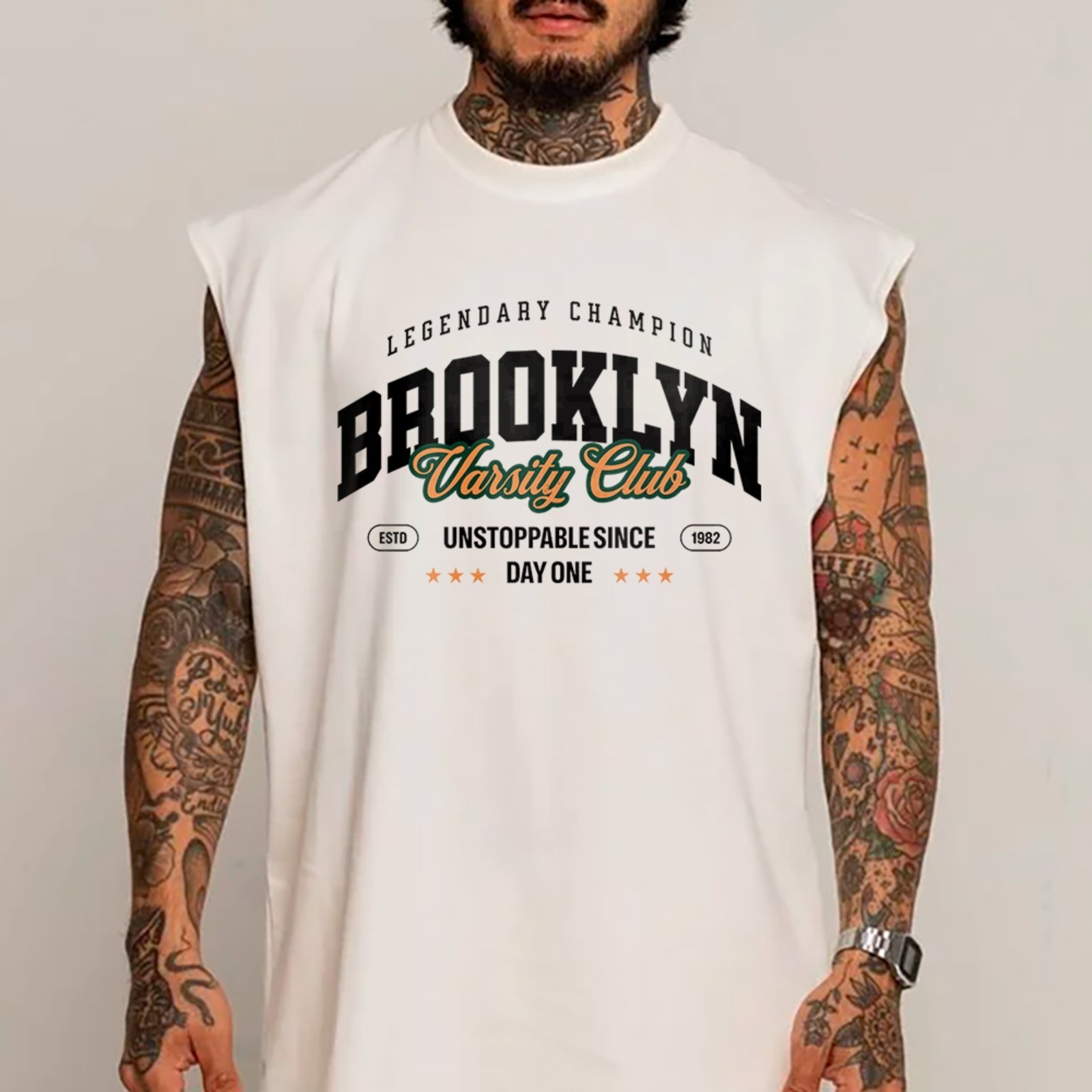 Camiseta Regata Machão Brooklyn Estilo Universitário Street Branco