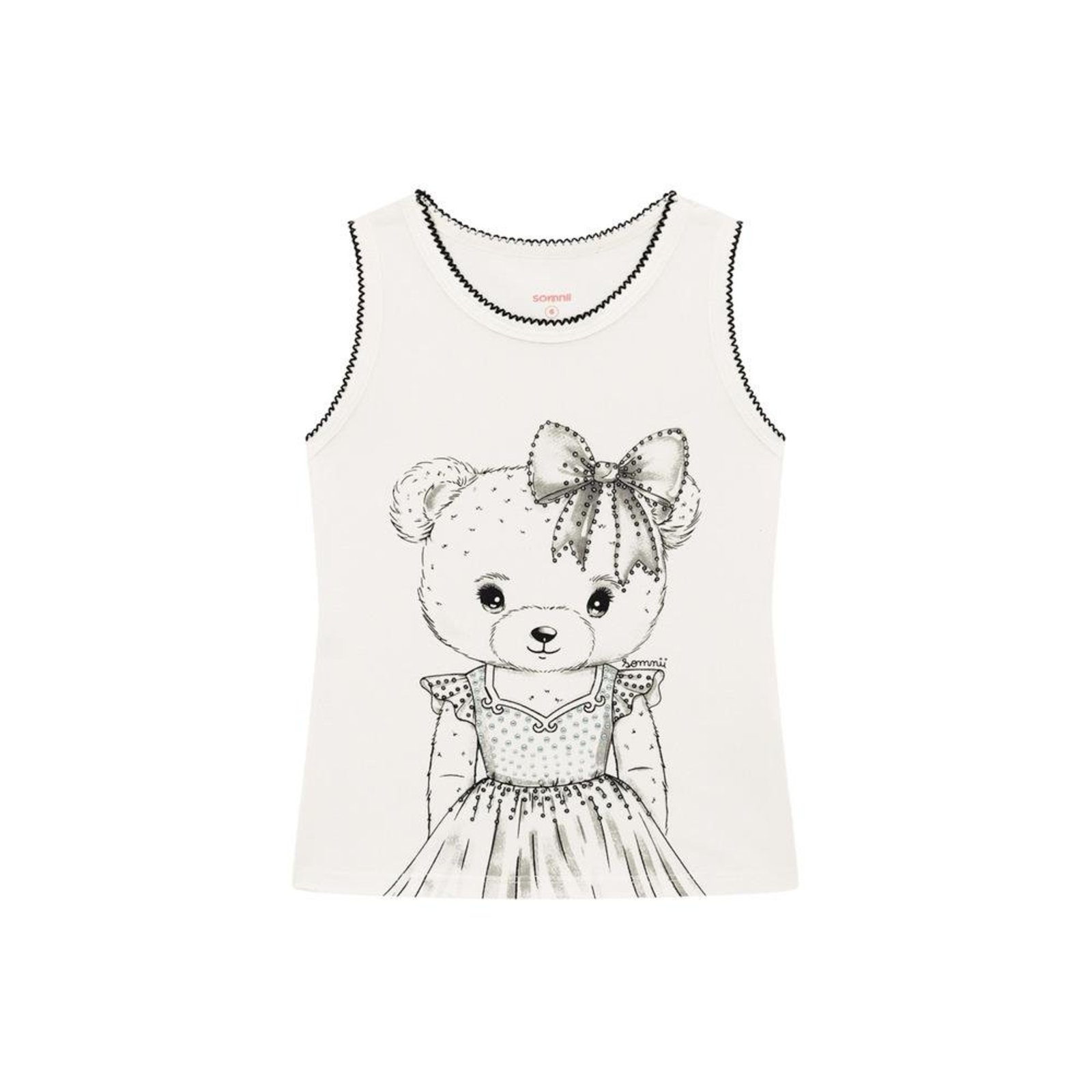 Infantil - Regata Feminina Estampa Ursinha Somni 10 Branco