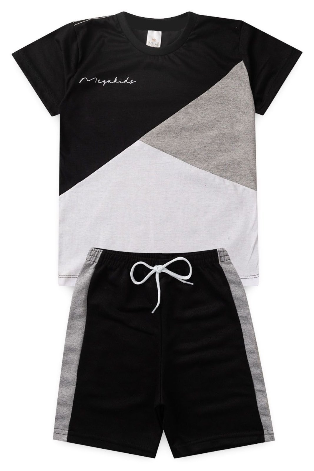 Vista 3 Infantil - Conjunto Verão Masculino Recortes Mega - Preto Mega Kids unico Mega Kids unico