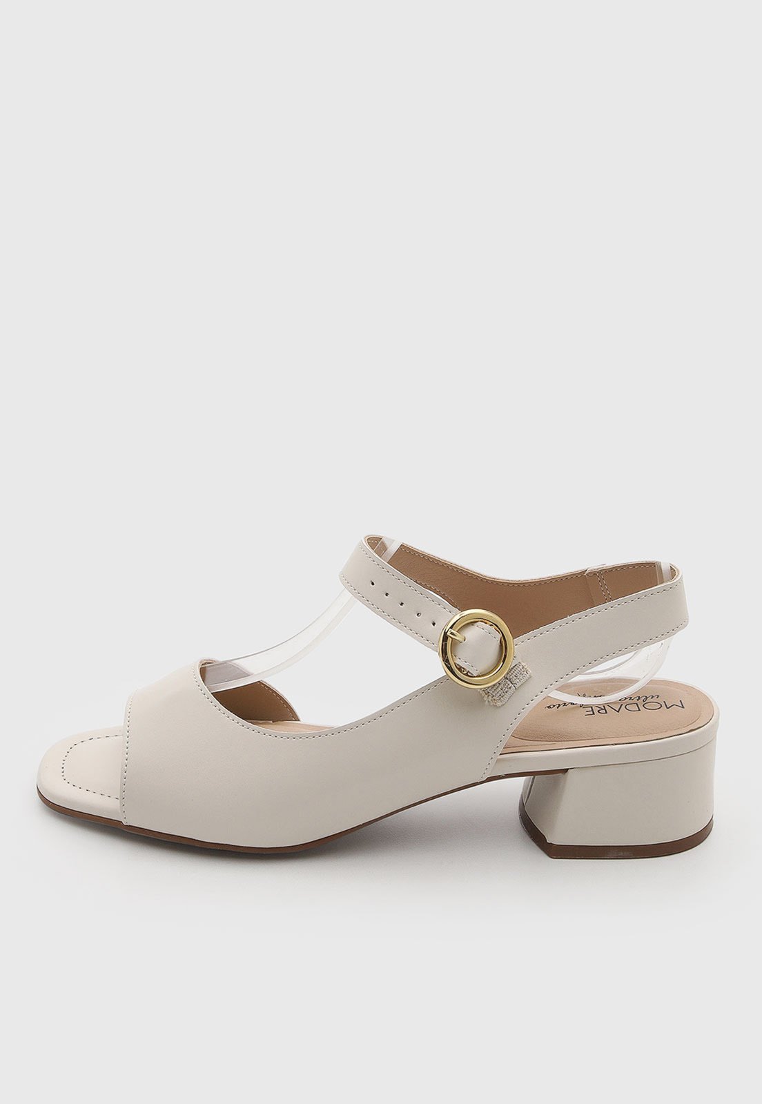 Sandália Feminina Modare Salto Bloco Off-white
