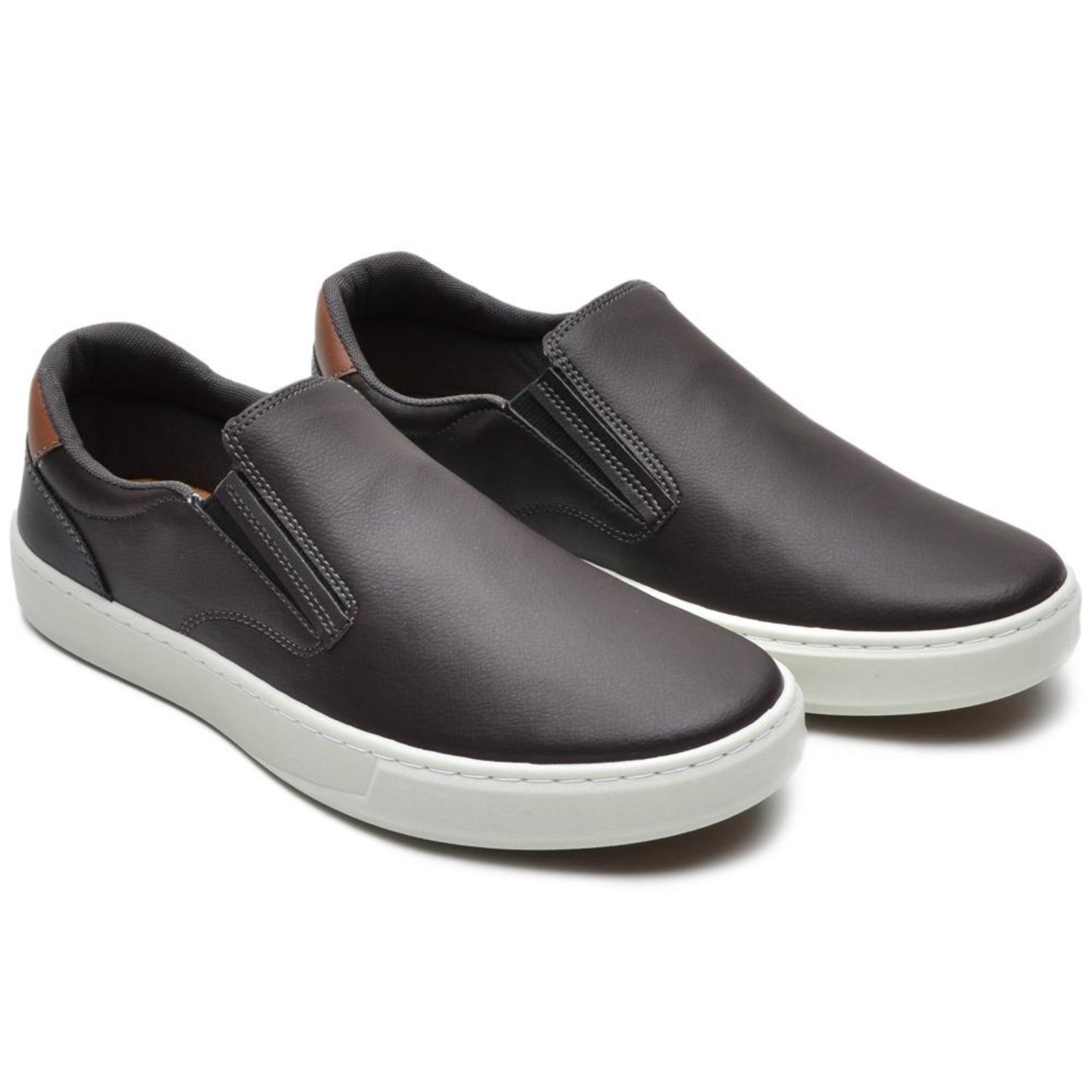 Sapato Sapatenis Masculino Veritimo Casual Slip On Elástico Tênis Conforto Anatômico Café