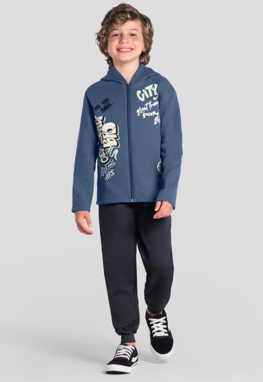 Infantil - Conjunto menino em moletom peluciado Brandili