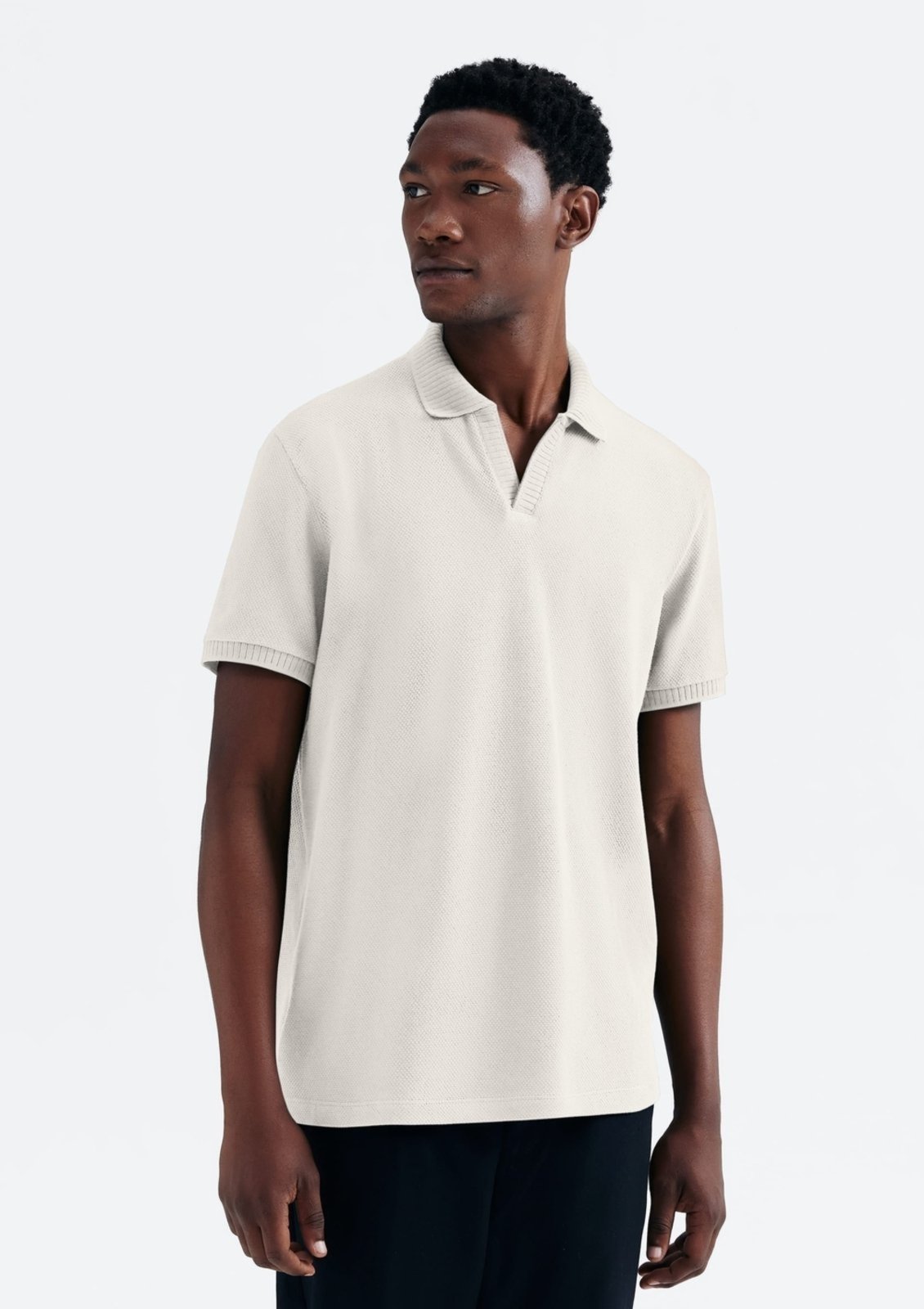 Camisa Polo Masculina Manga Curta Texturizada - Bege M
