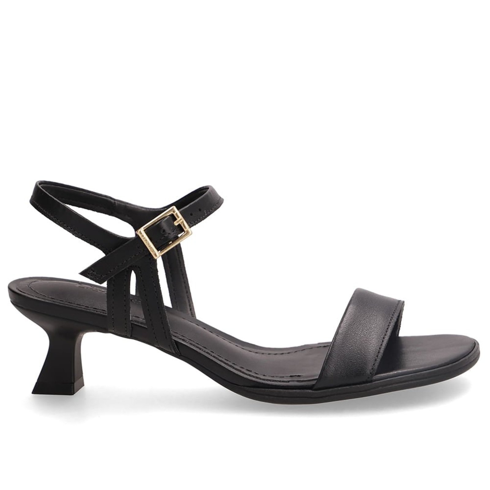 Sandália Em Couro Preto Com Salto Kitten Heel