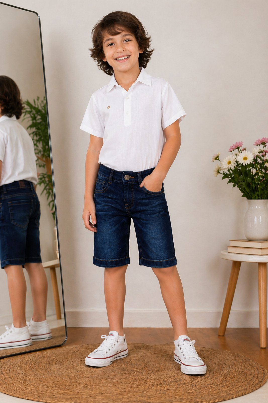 Infantil - Bermuda Jeans Infanto Menino Lavagem Escura