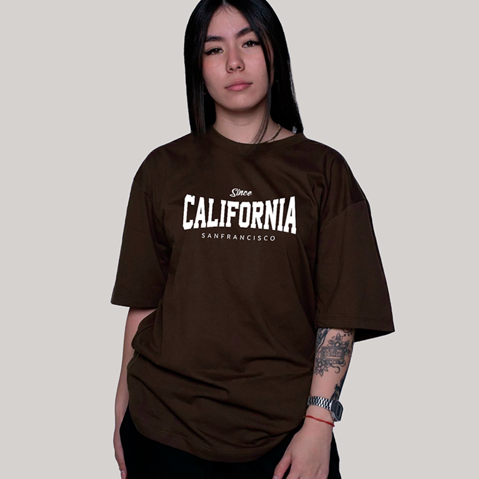 Camiseta Ousy California San Francisco Oversized Unissex Marrom