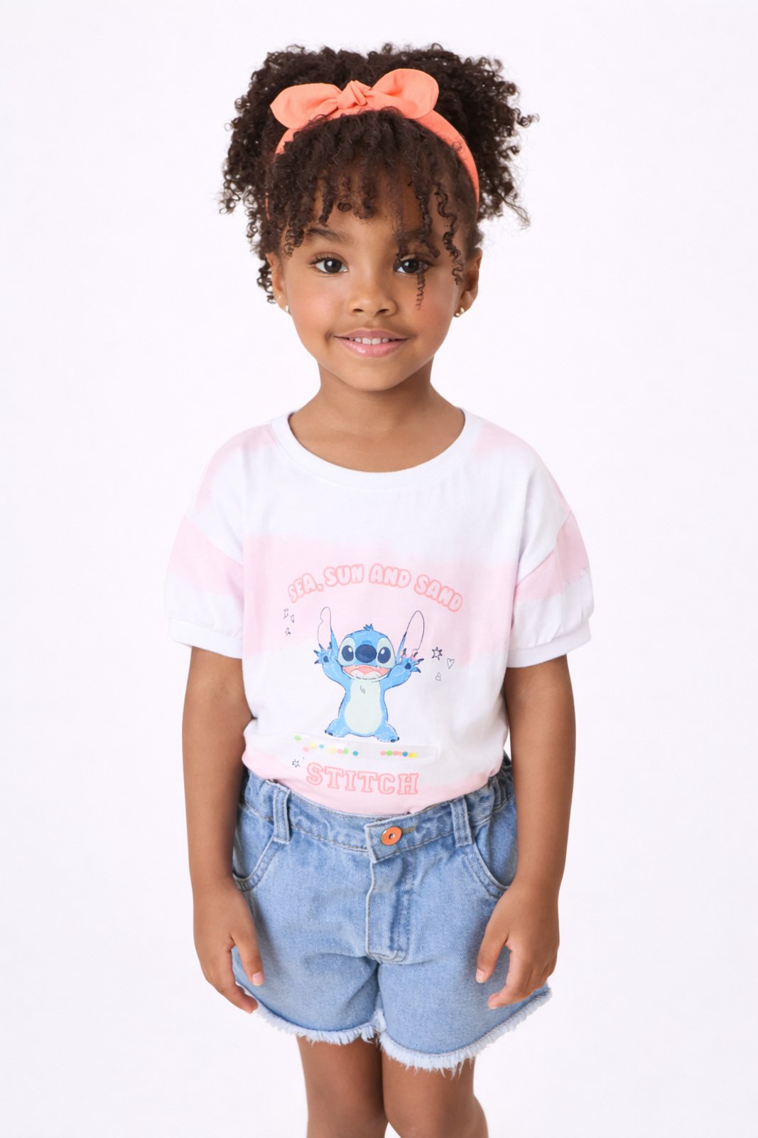 Infantil - Blusa Menina Disney Geotropical Lilo & Stitch Branco