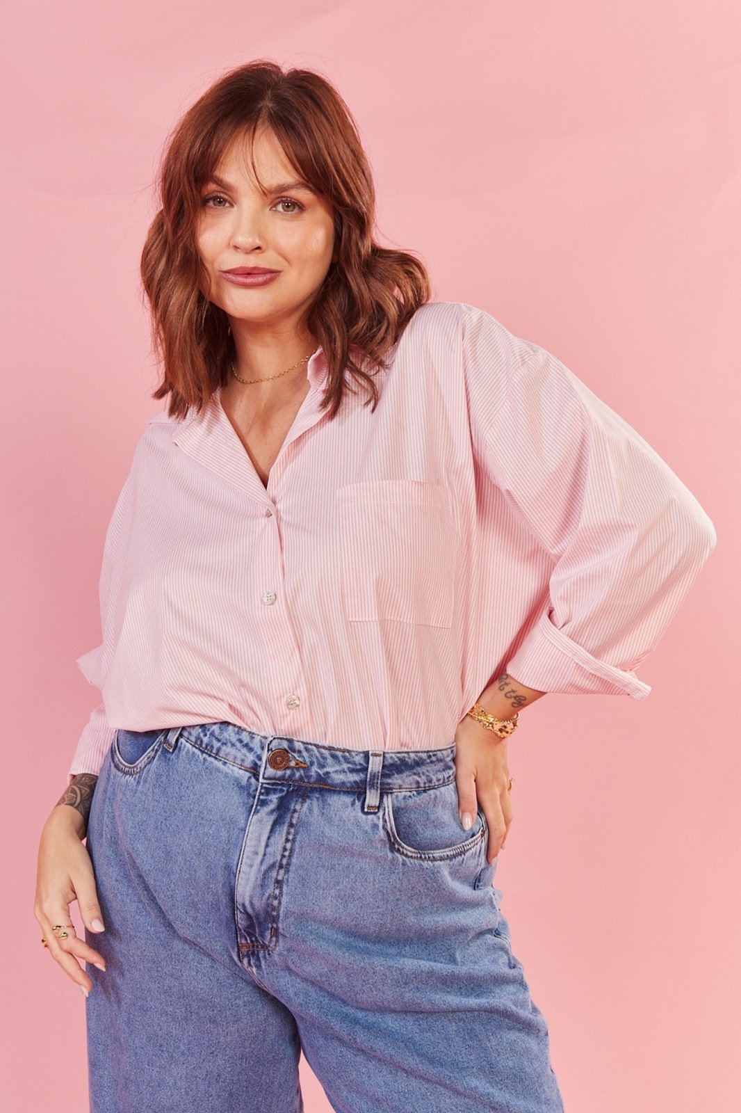 Vista 3 Camisa In Love Sicilia Listrado rosa In Love rosa