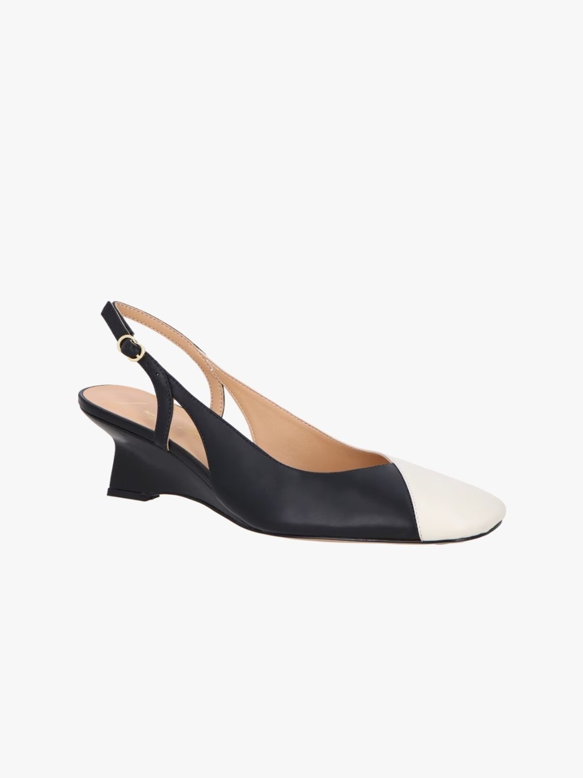Scarpin Luza Barcelos Slingback Anabela Preto e Off White