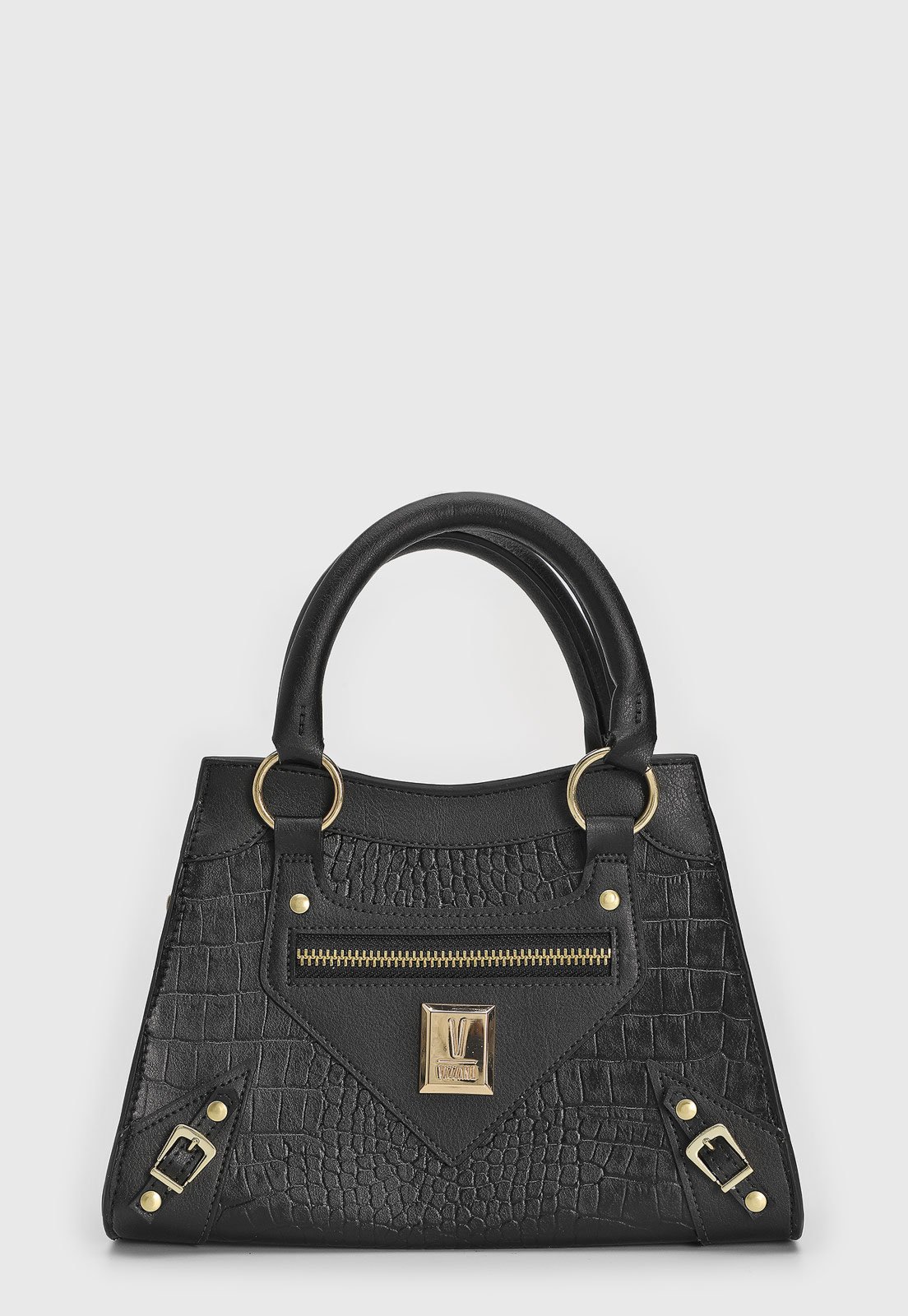 Bolsa Feminina Vizzano Textura Croco Preta