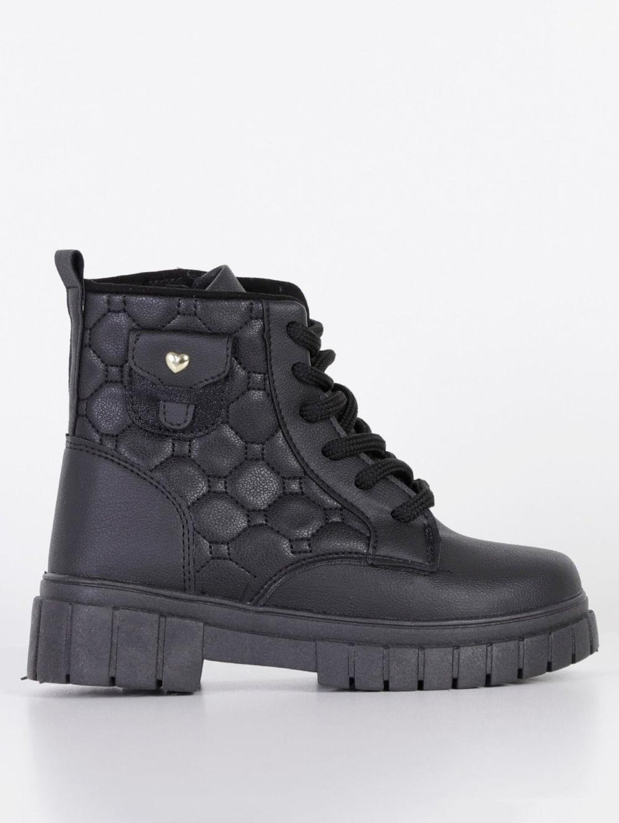 Bota Coturno Juvenil Para Menina - Preto