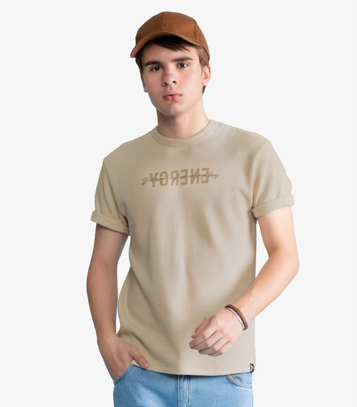 Infantil - Camiseta Masculina Malhão Maquinetado Minty Bege