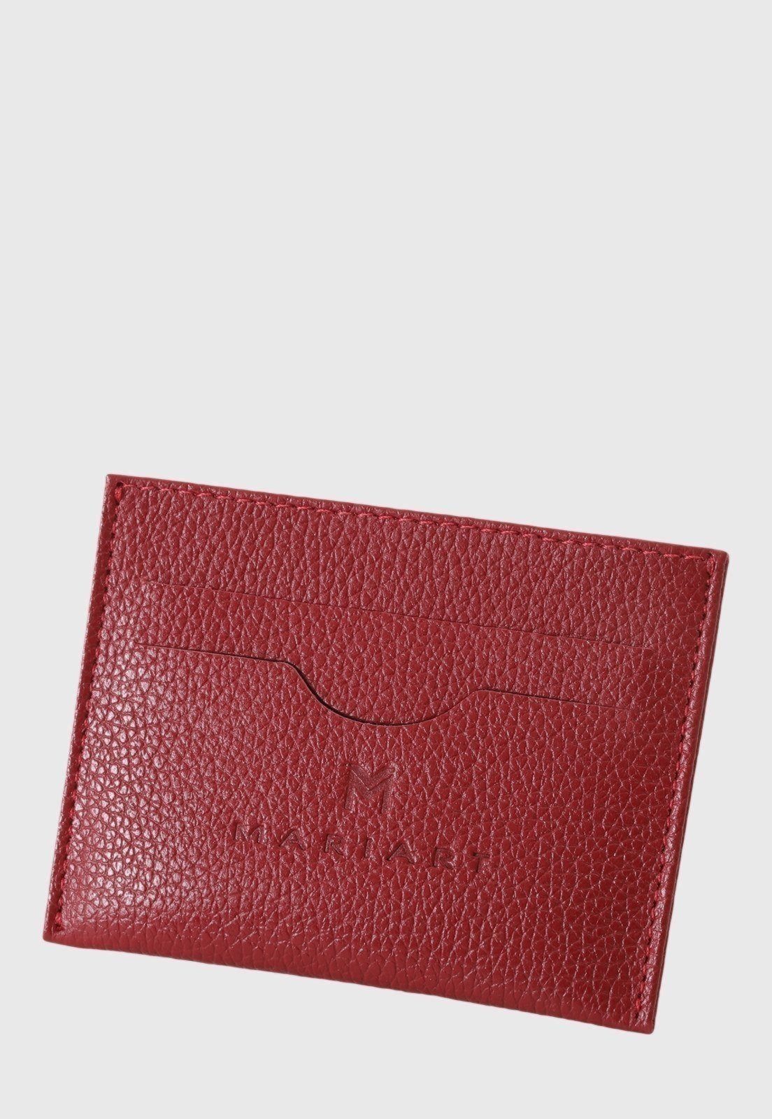 Vista 3 Porta Cartão Couro Mariart 158CMRT Cores Cereja Mariart vermelho