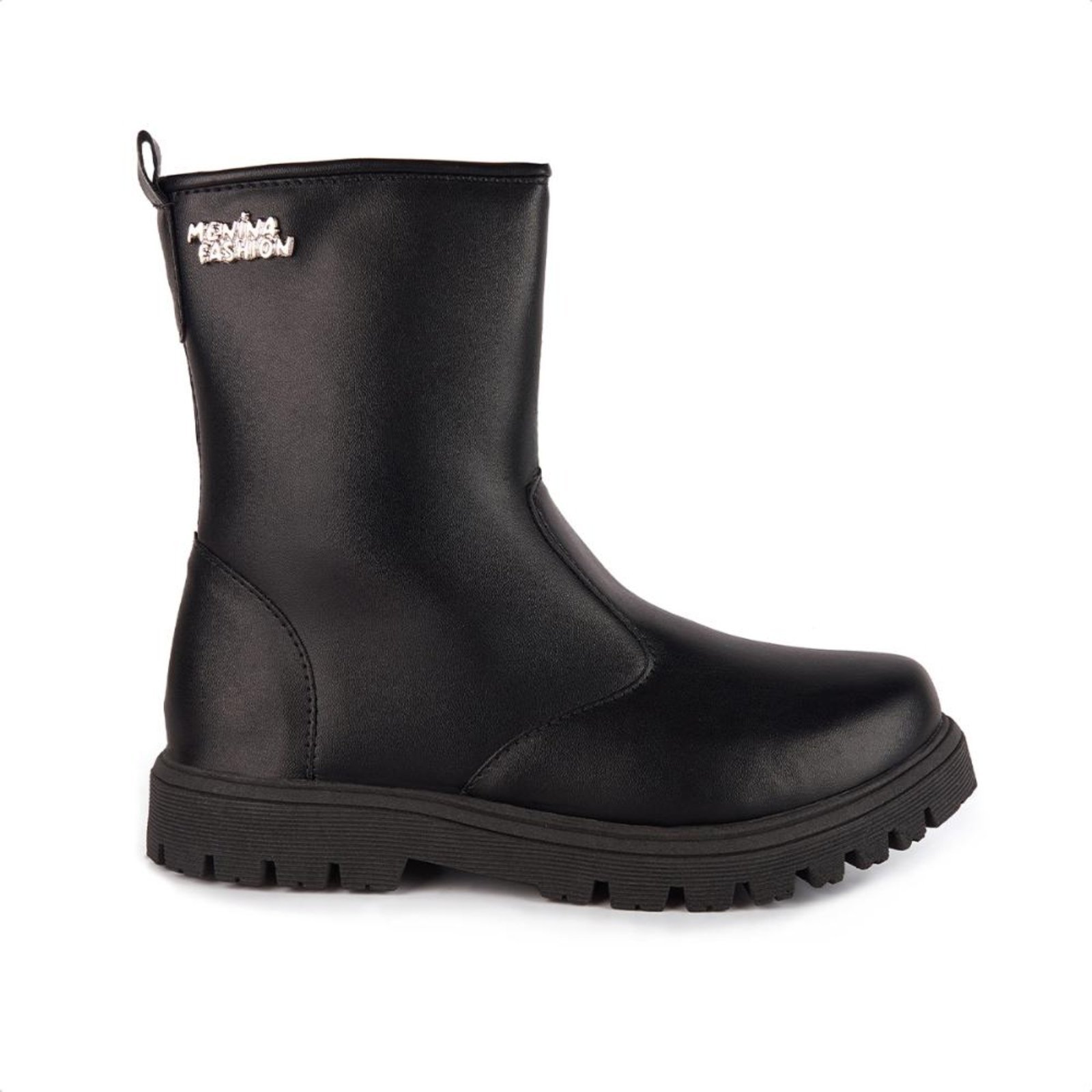 Infantil – Bota Preta Cano Curto Montaria Sola Tratorada Menina Fashion