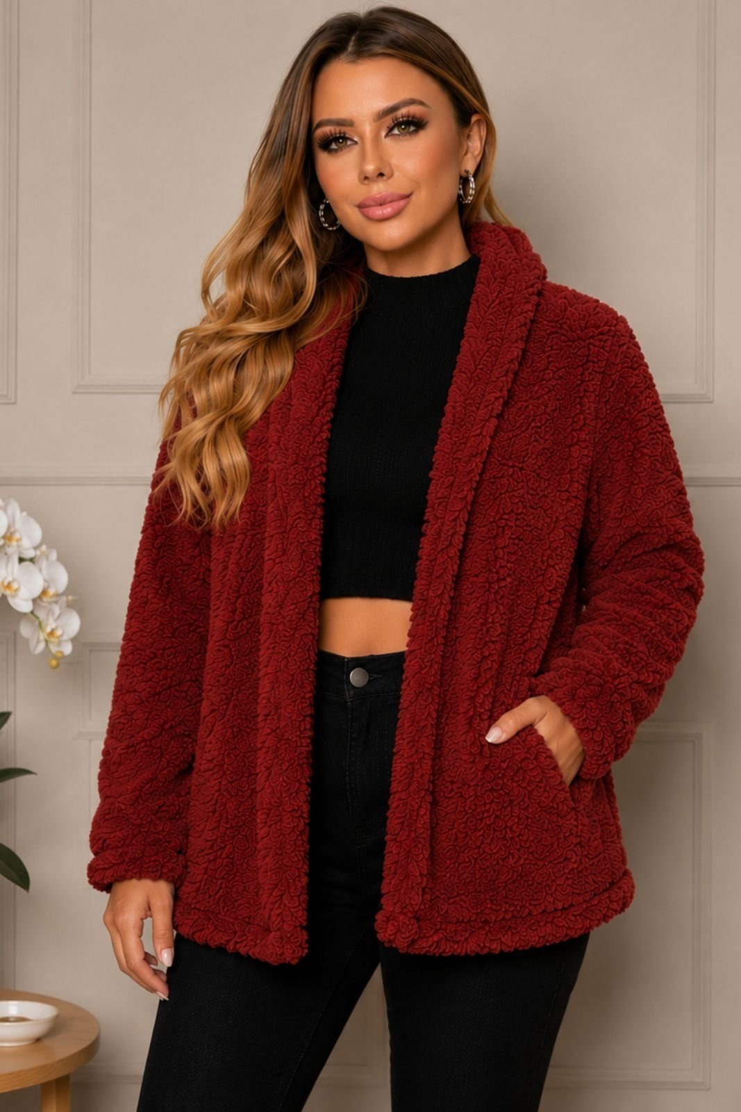Casaco Feminino sem Capuz Meia Estação Plus Size Zipituka Terracota