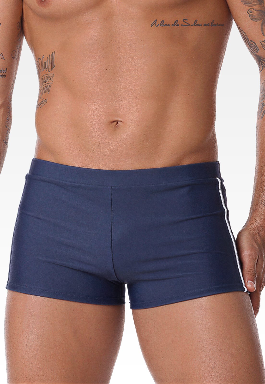 Sunga Summer Soul Boxer Masculina Lisa Chumbo com Detalhe Lateral