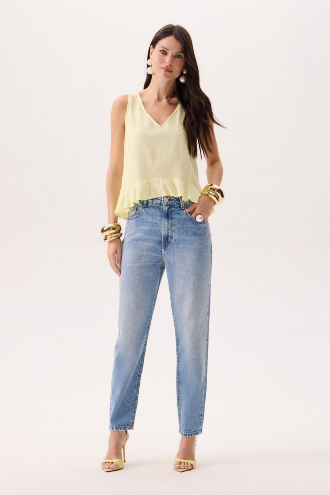 Calça Feminina Ágata Cigarrete Jeans Flor de Lis