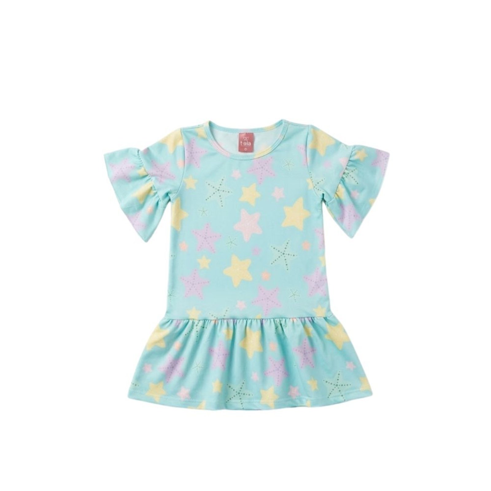 Infantil - Vestido Menina Com Babado e Estrelas