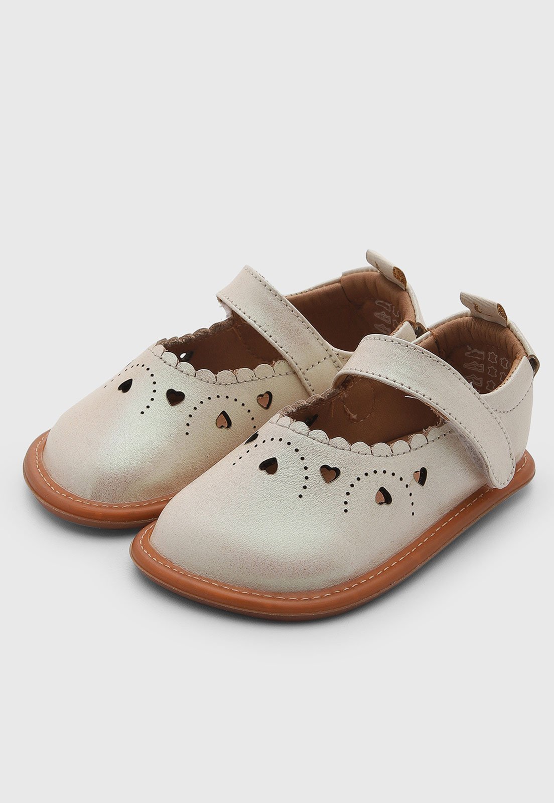 Infantil - Sapatilha Tip Toey Joey Sweetheart Corações Couro Off White