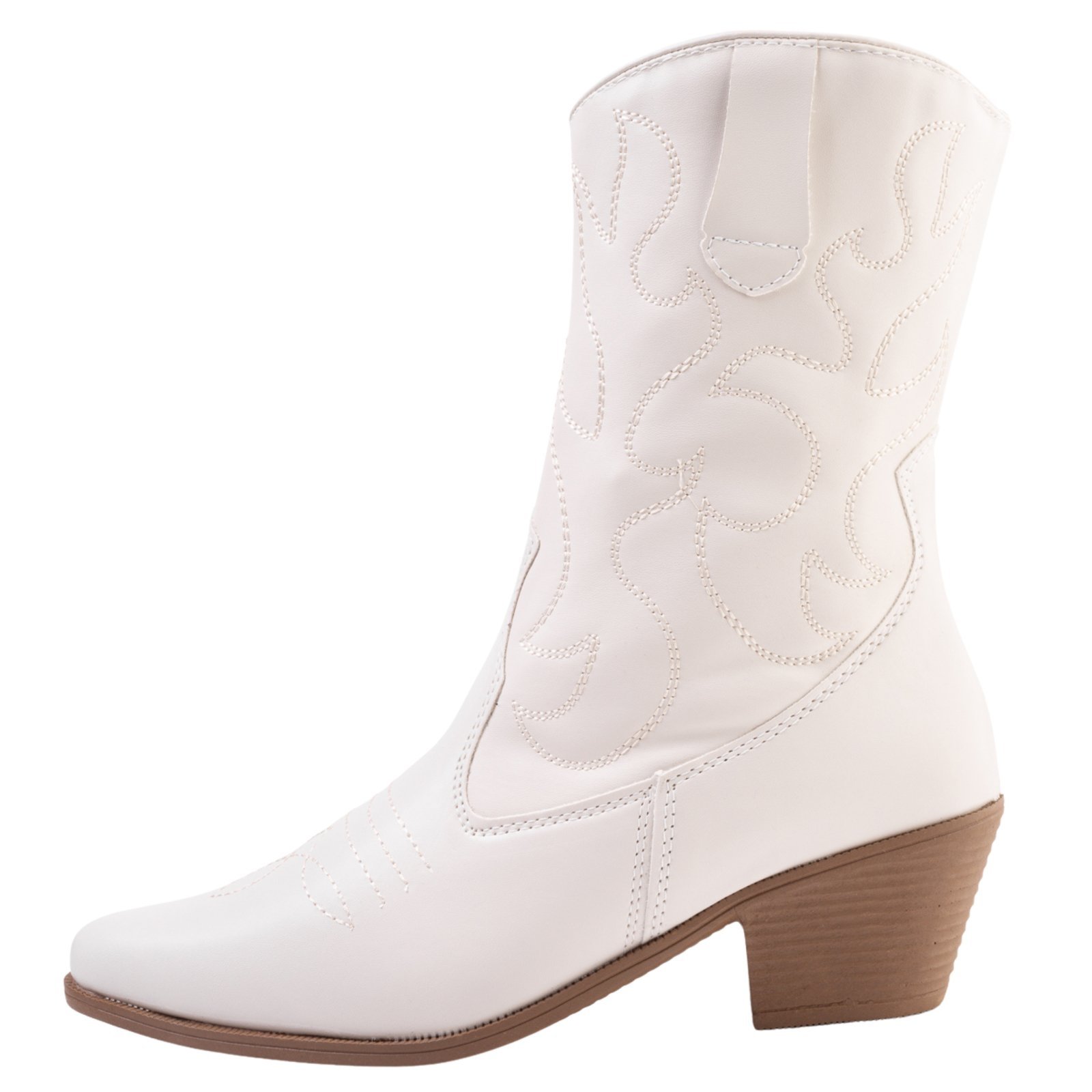Bota Country Western Zature Texana Bordada Off White