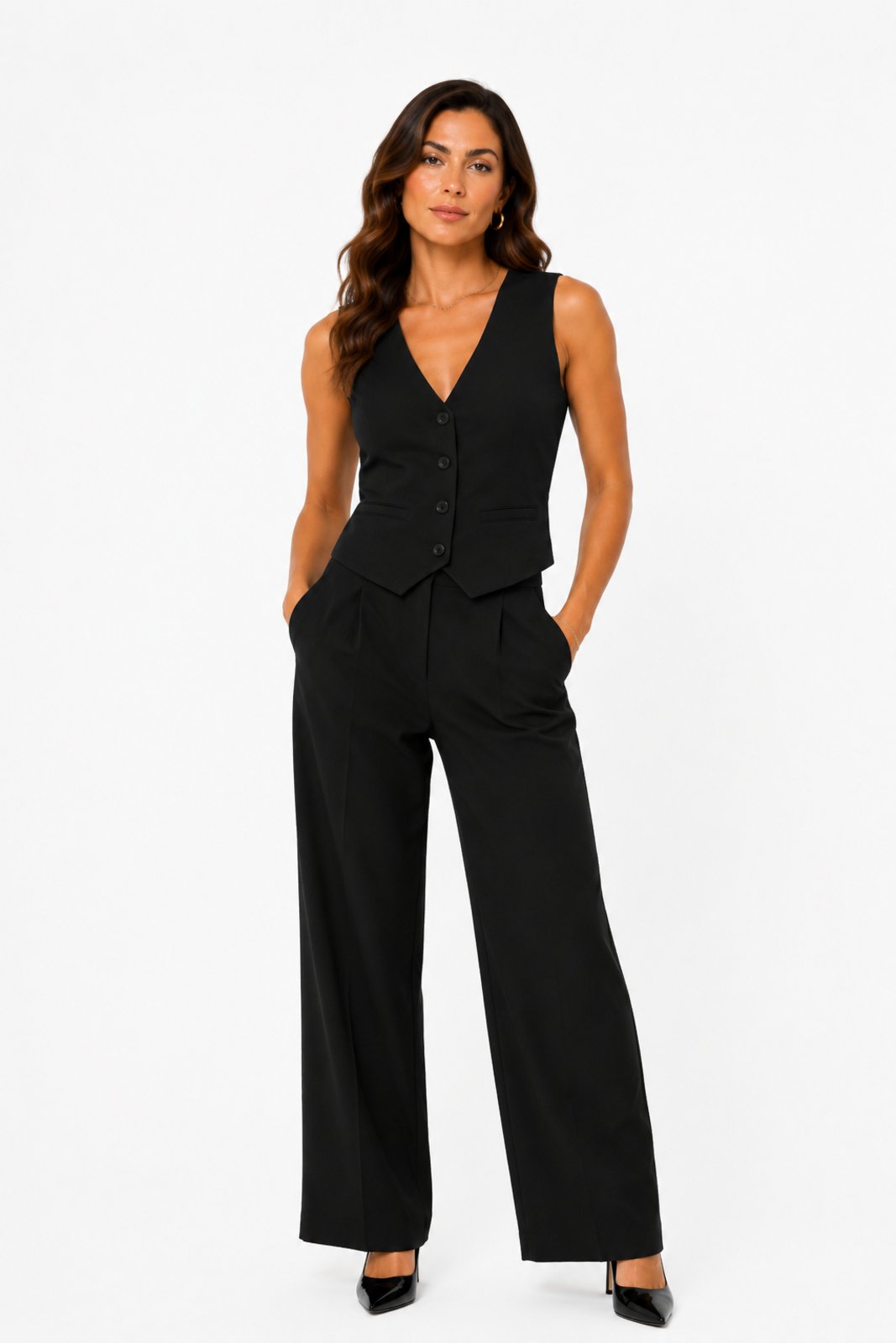 Colete Feminino D Bell Outlet Fashion Linho Preto