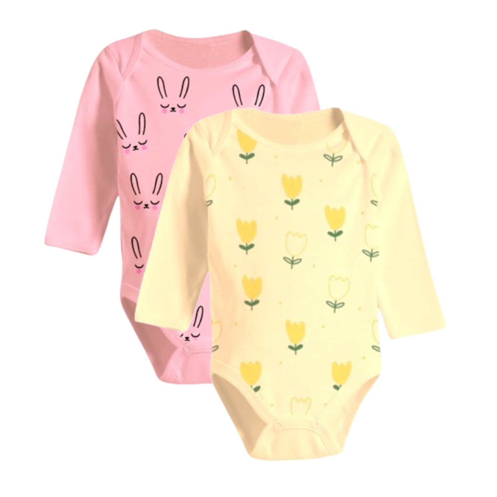 Infantil – Kit Roupa De 2 Peças Body Estampado Manga Longa Suedine Rosa