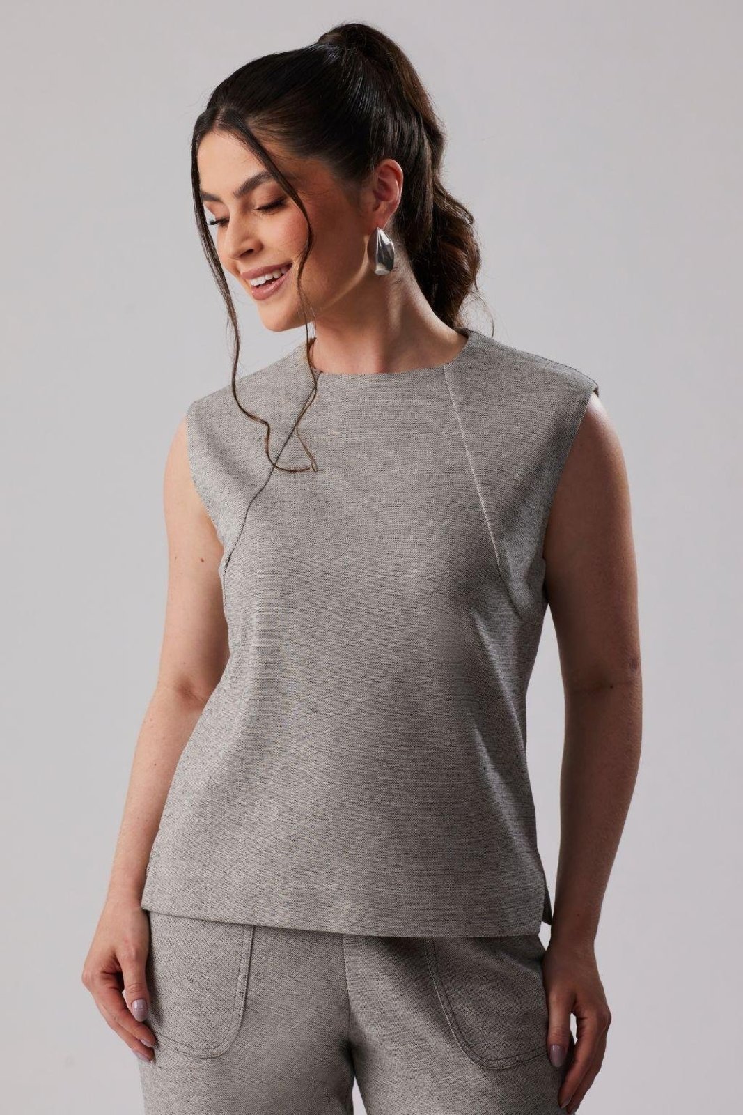 Blusa Regata Moletom Sense Off White