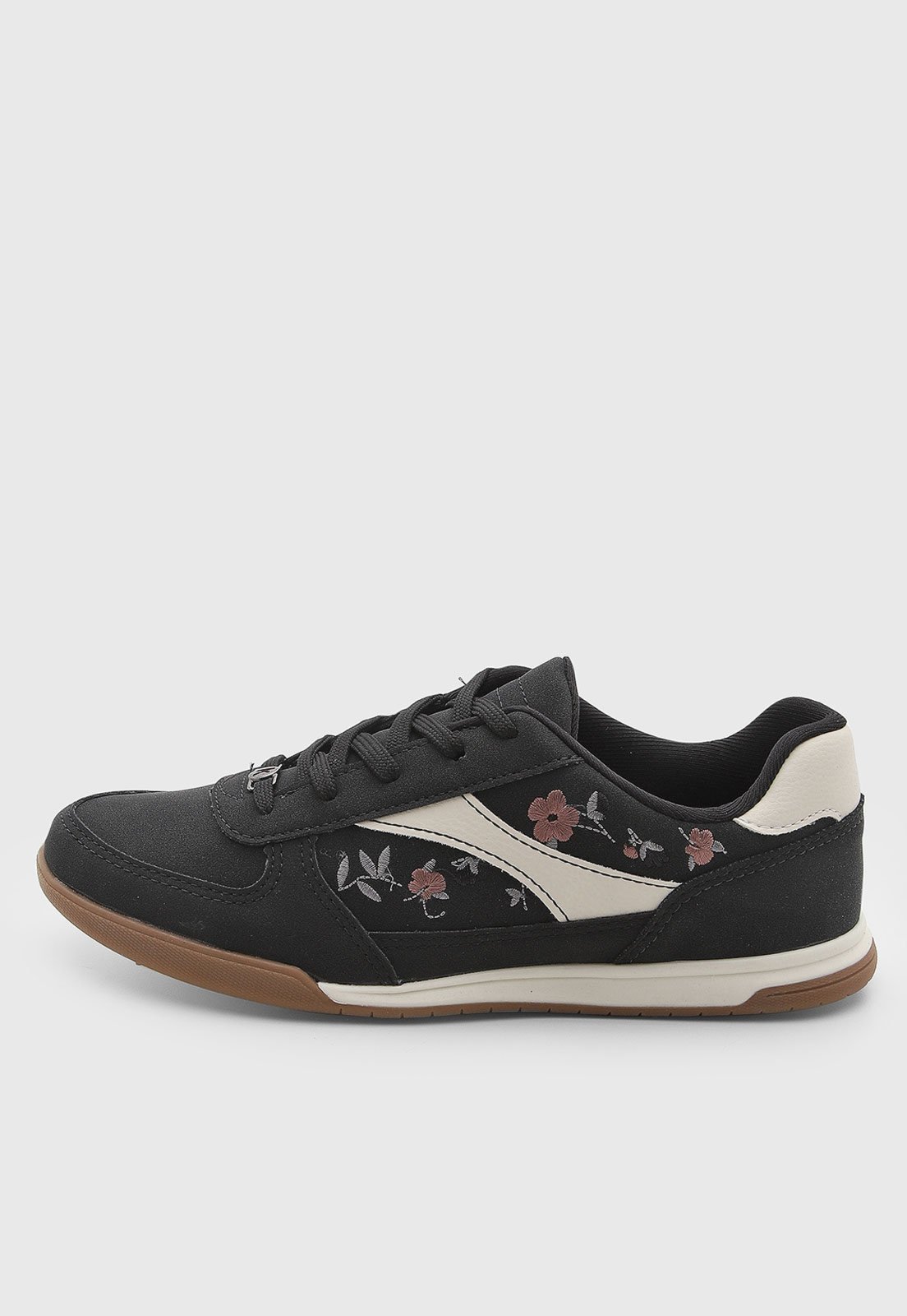 Tênis Feminino Kolosh Bordado Floral Preto