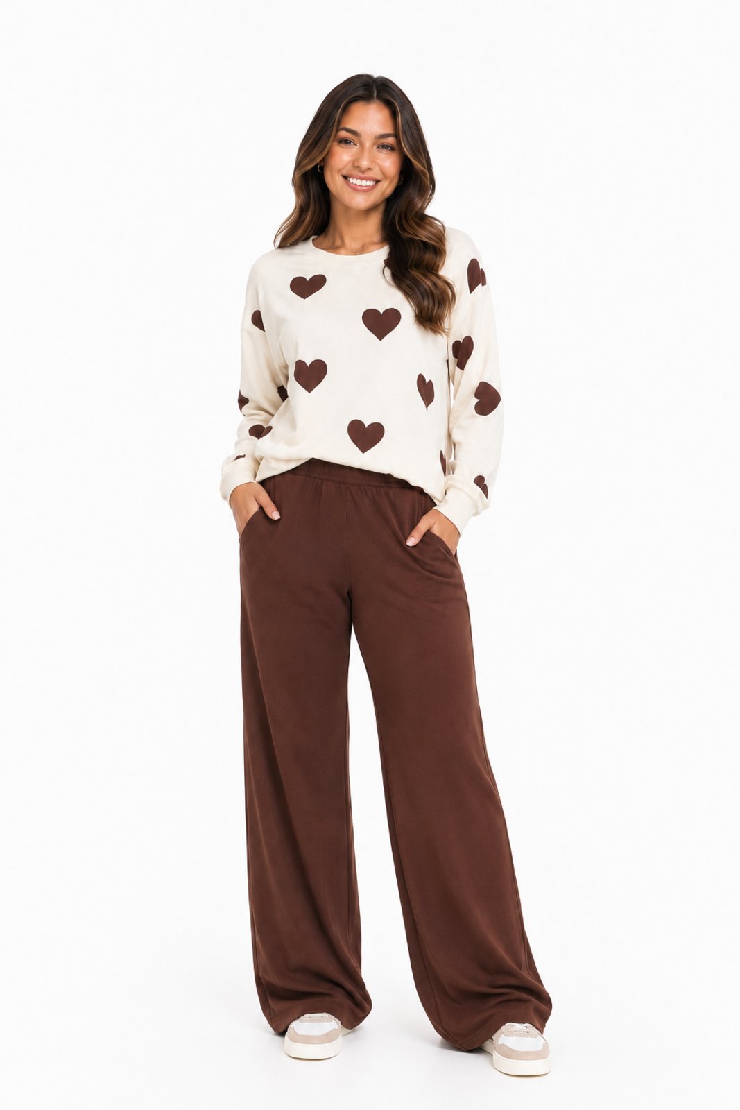 Conjunto Feminino D Bell Outlet Fashion Corações Marrom