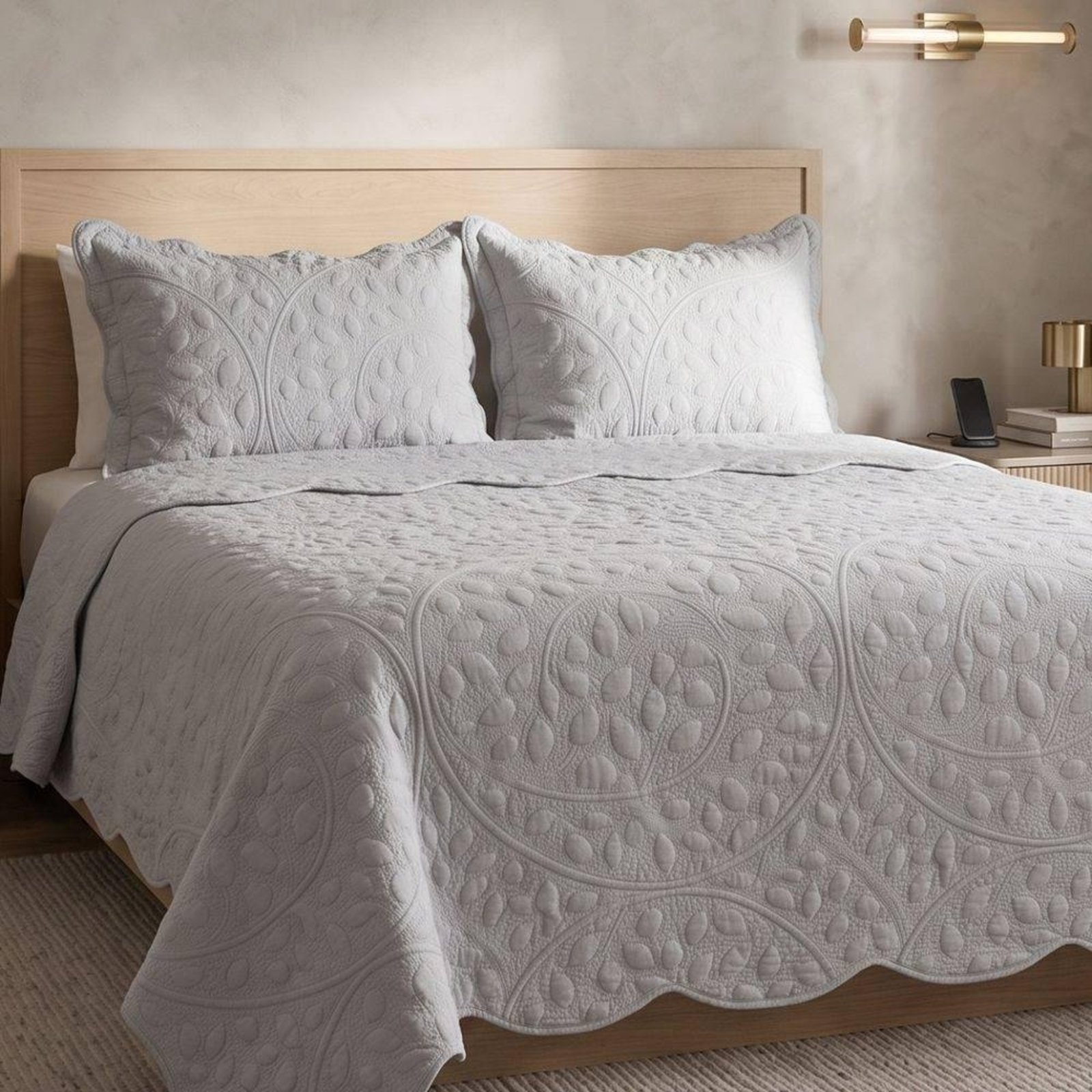 Cobre Leito King Vintage Micropercal 300 Fios 3 Peças - Cinza - 100% Poliéster