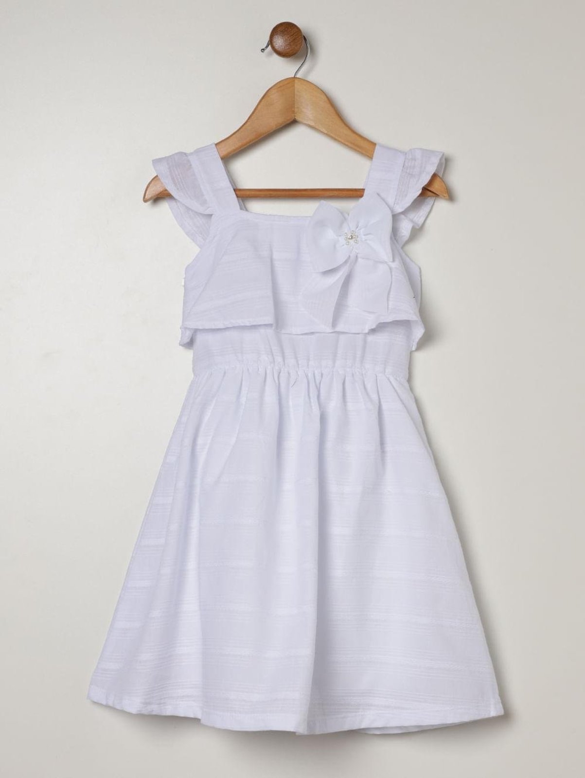 Vestido Plano Para Menina - BRANCO